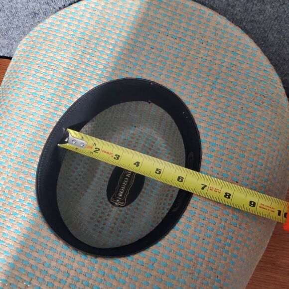 Rodeo King 25X Straw Cowboy Hat Powder Horn Blue Biege Rio Western Hat Barncore - Picture 10 of 13